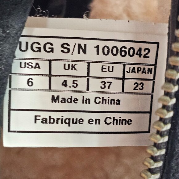 UGG Australia Black Suede Leather Shearling Zip Mid Calf Boots Women's Size 6 - Picture 11 of 11